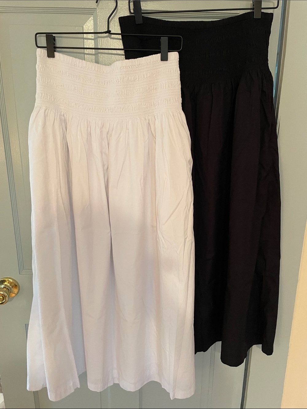 Madewell Smocked Waist Midi Skirts White Black Large